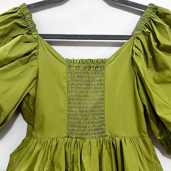 NWT Toccin Front-Tie Bubble Hem Poplin Blouse in Cactus Green MSRP$265 - Picture 12 of 16